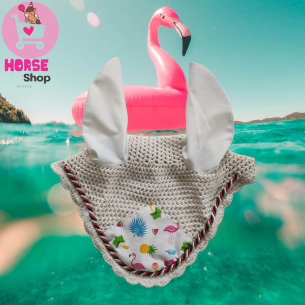 bonne d'âne cheval motif flamant rose